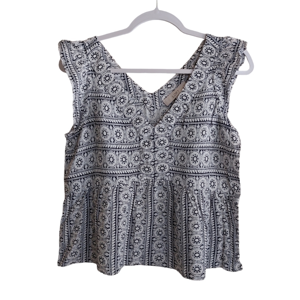 Loft Sleeveless V-neck Peplum Top- size SP